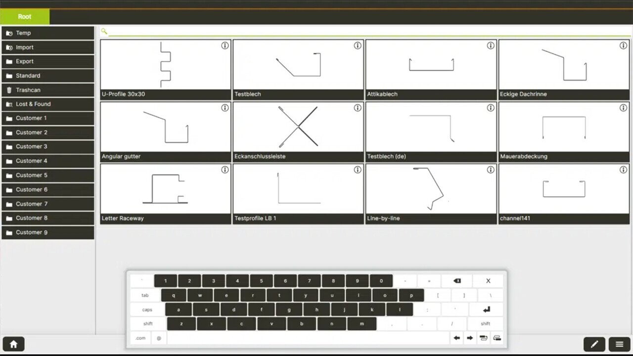 Access profiles from extensive online catalogue (via search function or thumbnail preview). Connect and integrate with other machines.
