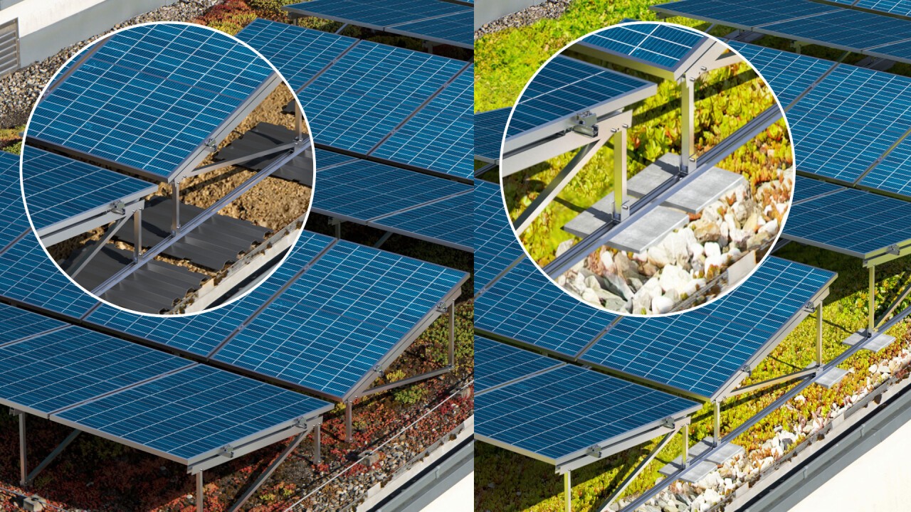 K2 GreenRoof Vento zur PV-Montage auf Gründächern