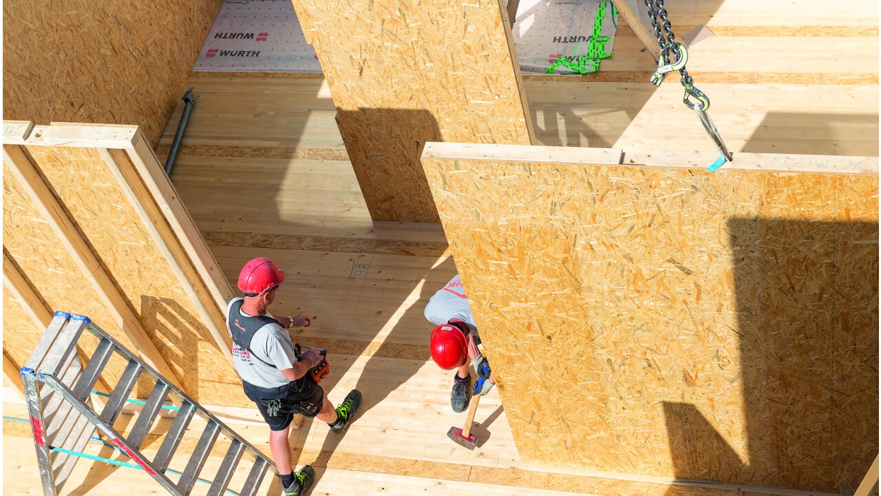 Holzrahmenbau mit SWISS KRONO OSB/3 EN300 Bildnachweis: © SWISS KRONO |  Foto: tm studios)