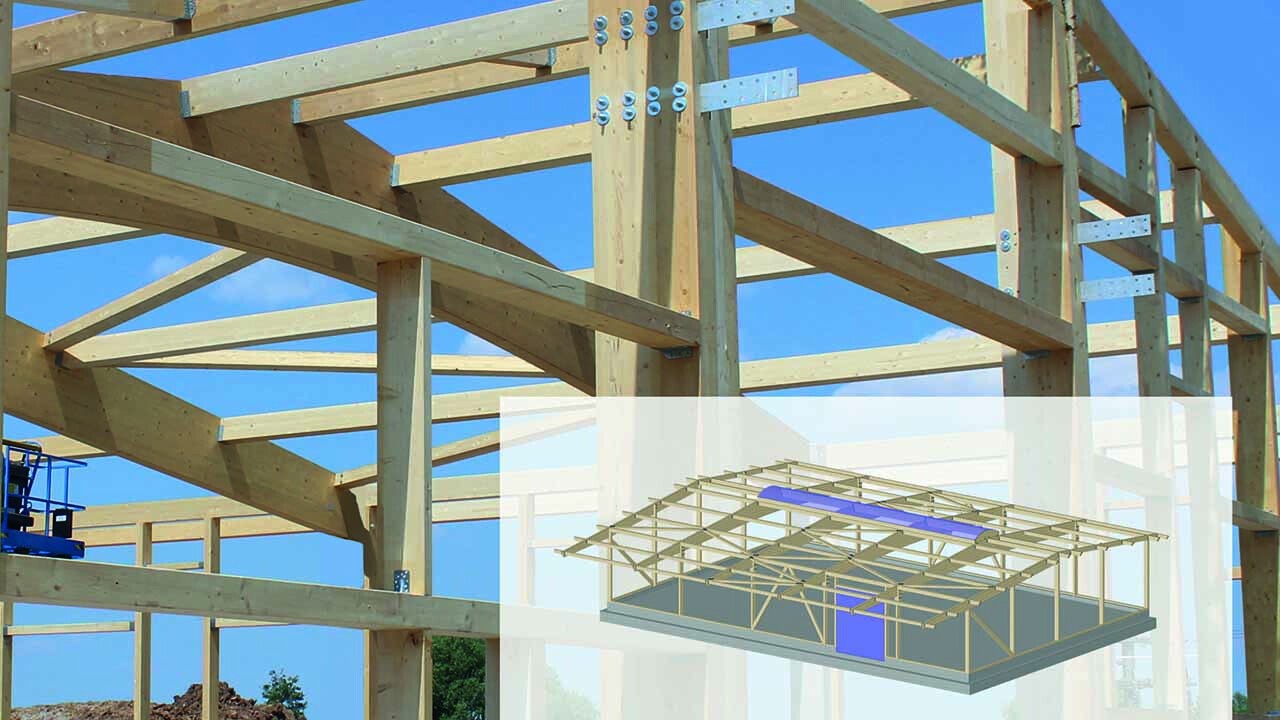 3-D-Simulation Modell Schaffitzel Hallenbausatz SMART und Beispielfoto Montage