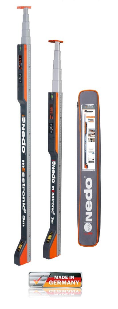 Messtronic 2 with 3 or 5 m length incl. padded carrying bag.